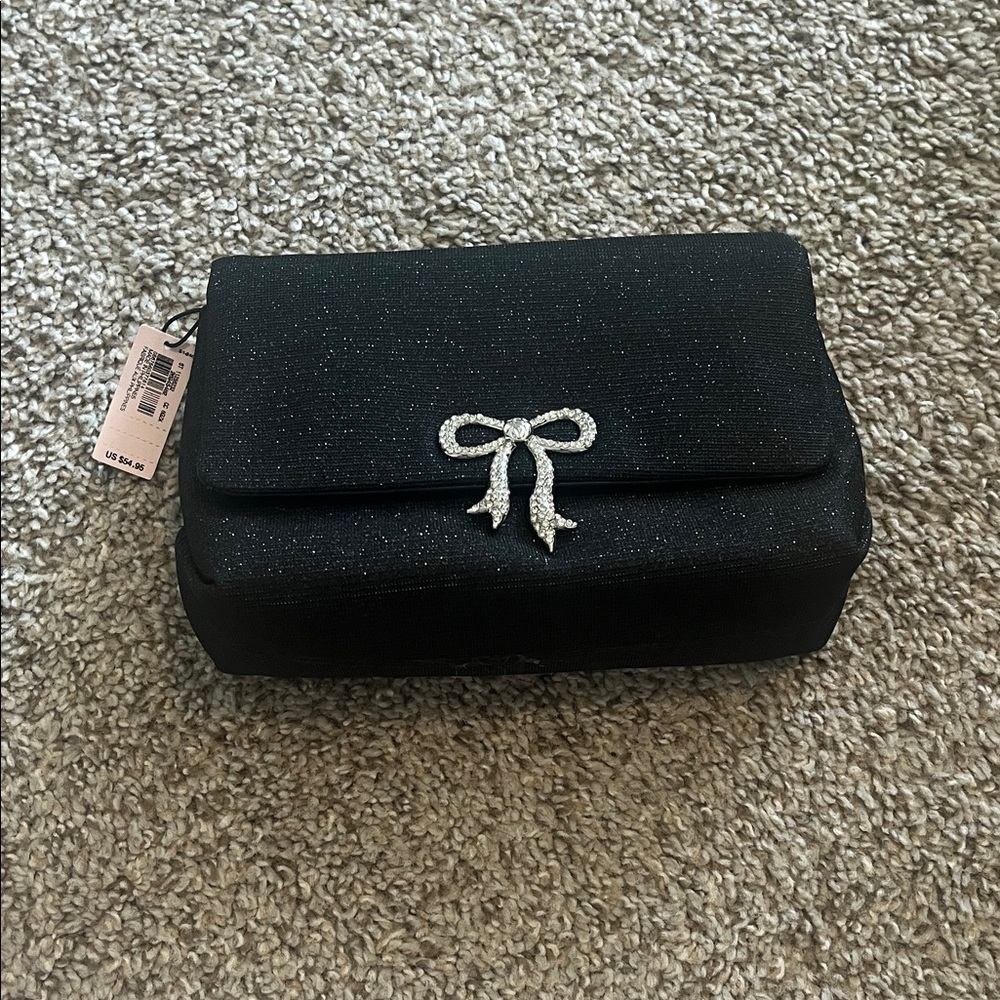 Victoria's Secret Black Clutch with Silver Bow